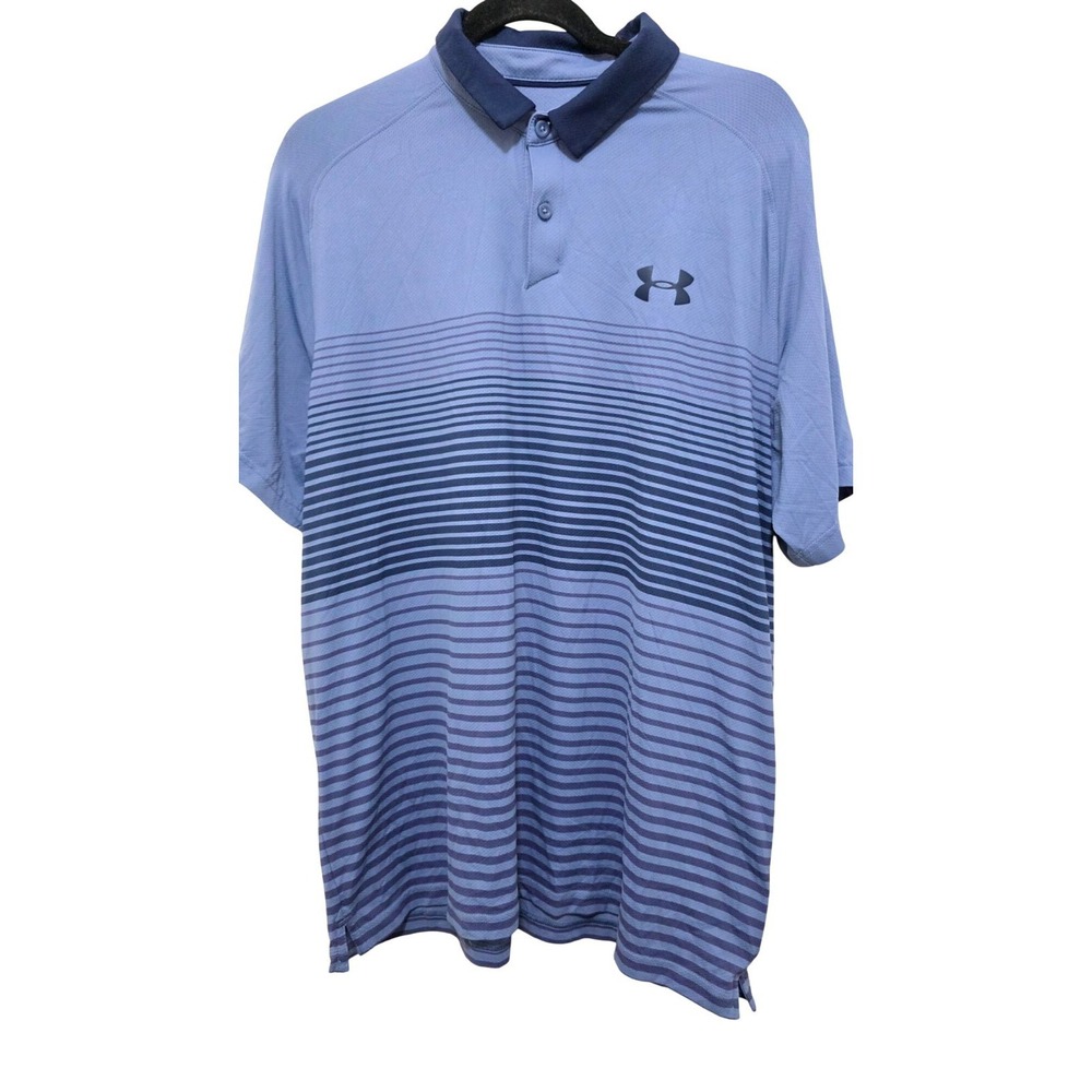 Under Armour Men's‎ Polo Shirt HeatGear Fabric Blue Gradient Stripe Size L/G